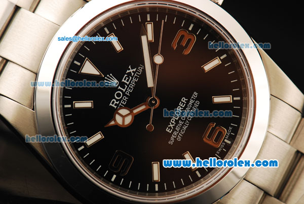 Rolex Explorer Automatic Movement Full Steel with Black Dial and White Markers - Click Image to Close
